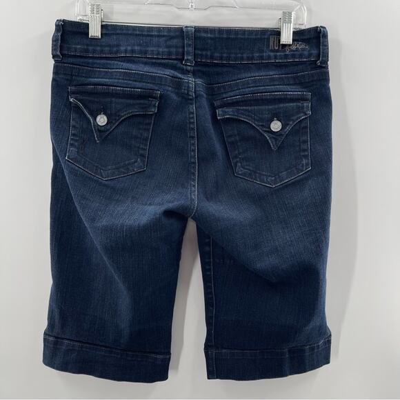 Kut From The Cloth Denim Dark Wash Bermuda Long Length Modest Jean Shorts Size 8 - Picture 3 of 7